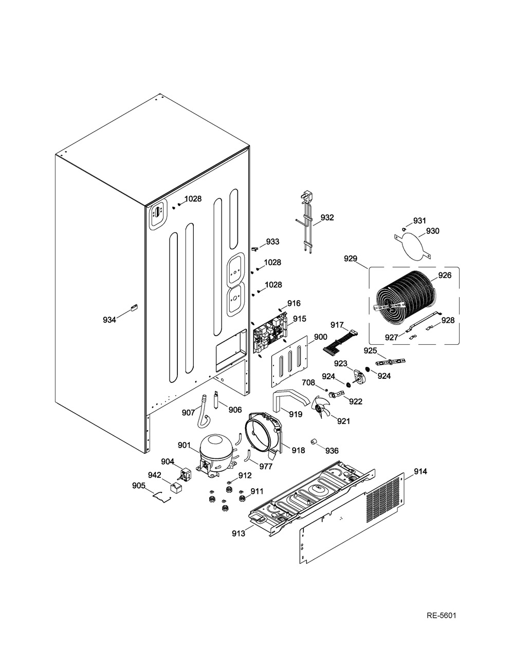 Sealed System And Motherboard Diagram and Parts List for GDWF760V01SS  General Electric Refrigerator