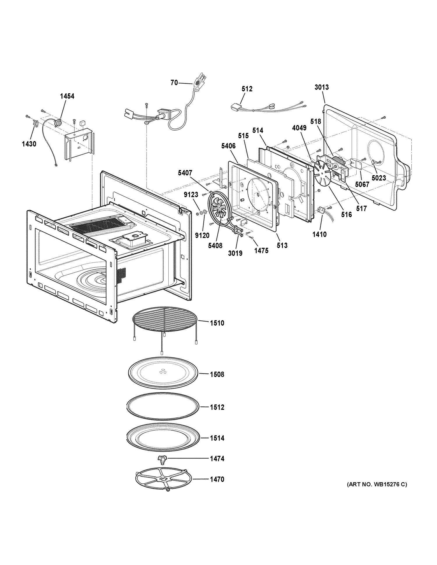 INTERIOR PARTS Diagram and Parts List for PSB9120SF4SS  General Electric Wall Oven