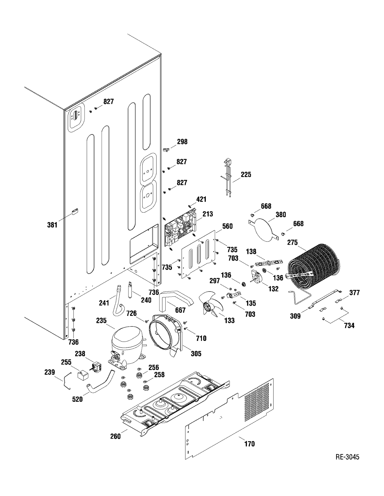 SYSTEM PARTS Diagram and Parts List for GDRS0KBXARSS  General Electric Refrigerator