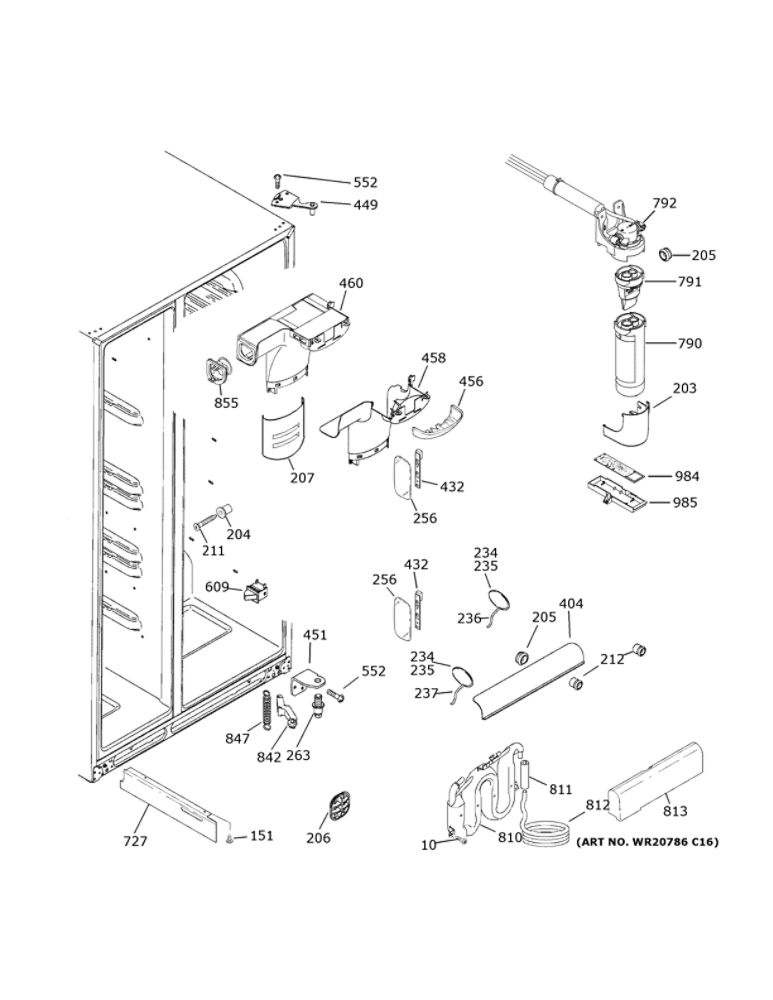 Fresh Food Section Diagram and Parts List for GSS25IGNXHWW  General Electric Refrigerator