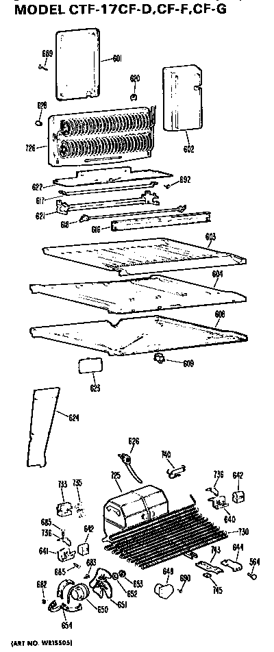 Comparment Separator/divider Block Diagram and Parts List for CTF17CFF  Hotpoint Refrigerator