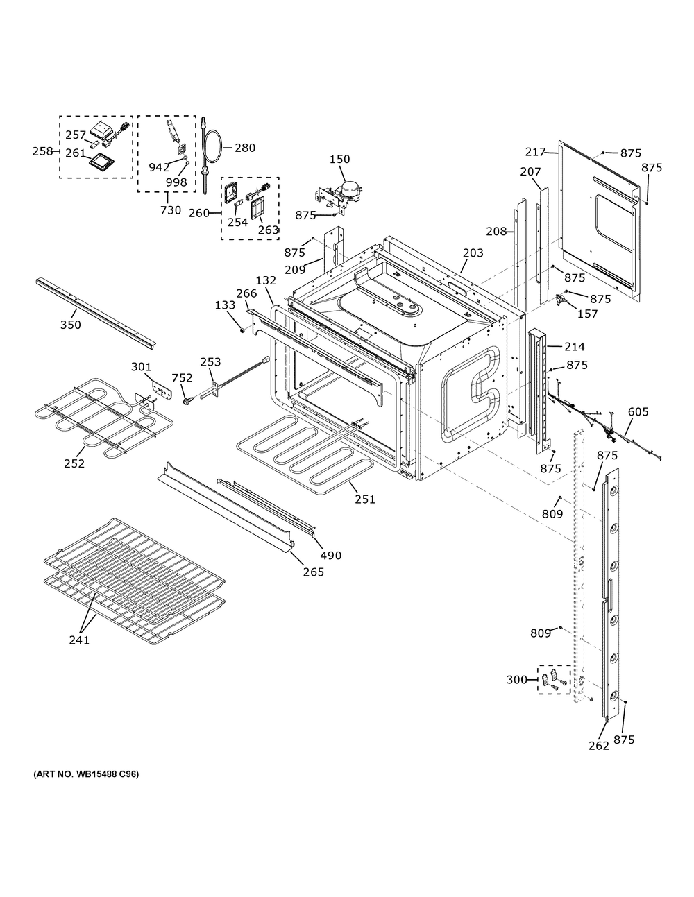 Upper Oven Diagram and Parts List for JTD5000DV2BB  General Electric Wall Oven