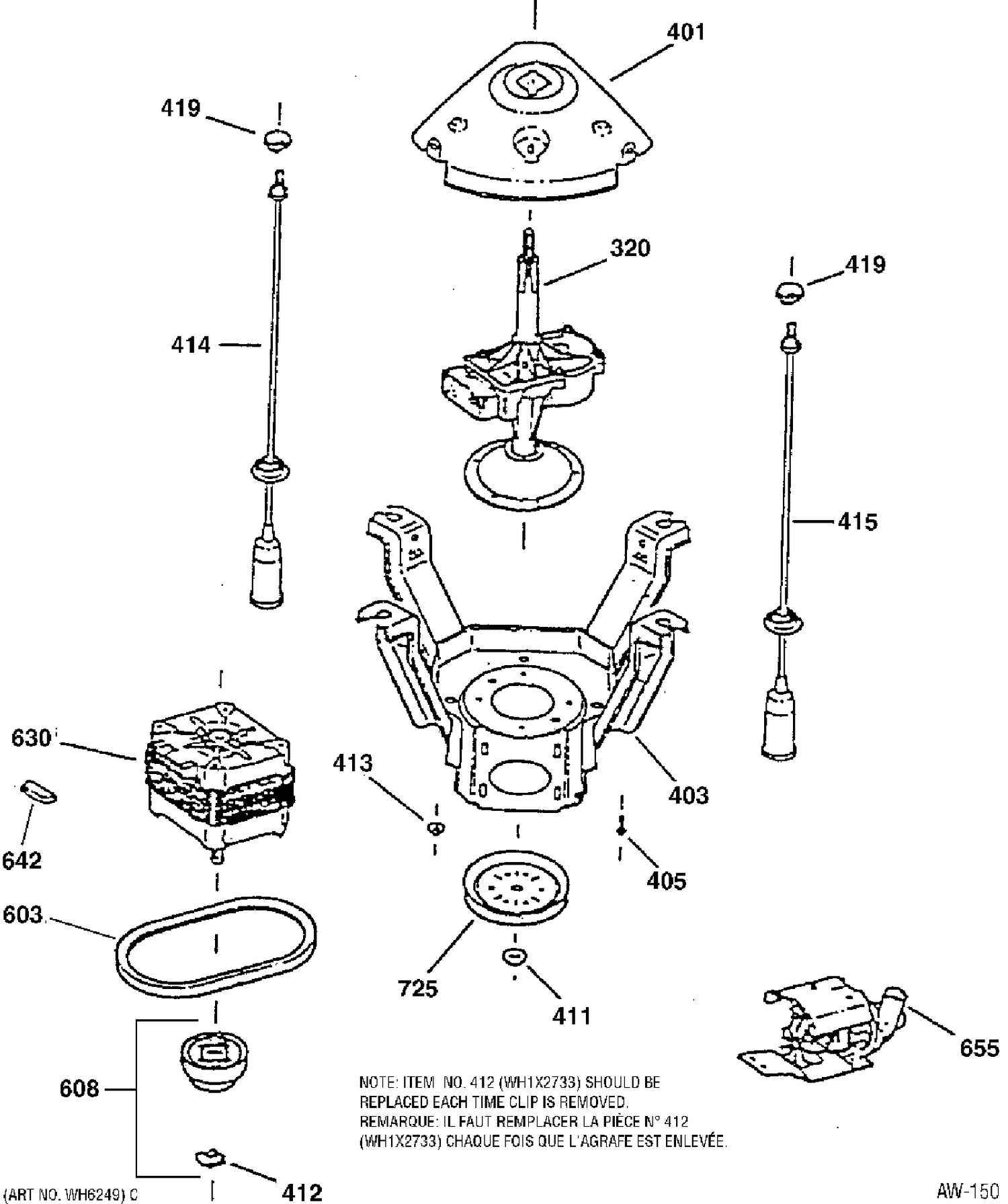 MOTOR / BLOWER / BELT Diagram and Parts List for 58221TAWW  General Electric Washer