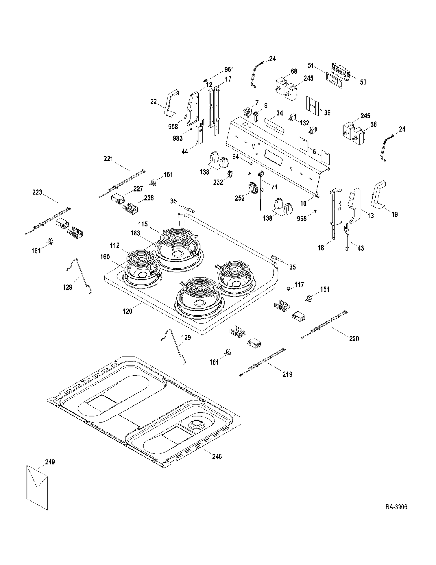 CONTROLS-COOKTOP Diagram and Parts List for RCBS540SJ3SA  General Electric Range
