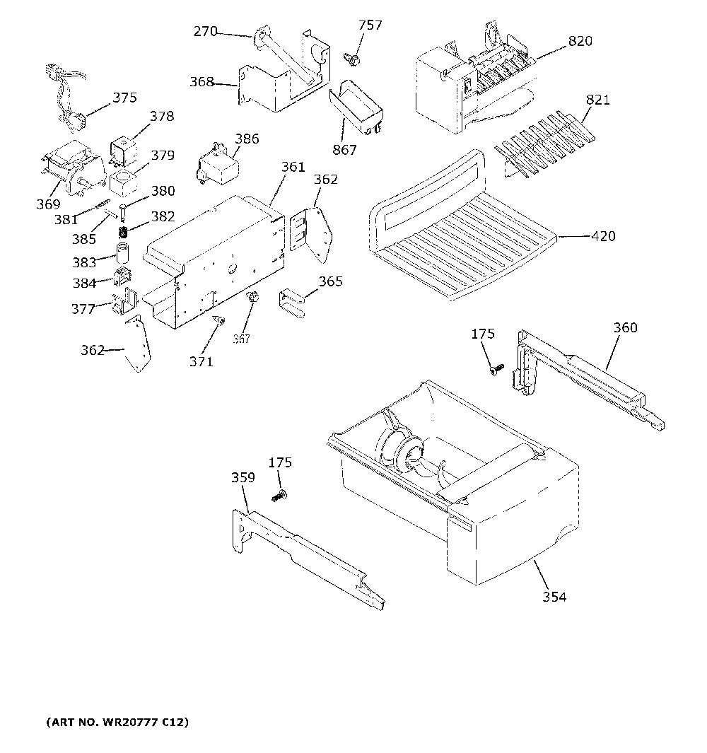 Ice Maker And Dispenser Diagram and Parts List for GSE23GYPBCFS  General Electric Refrigerator