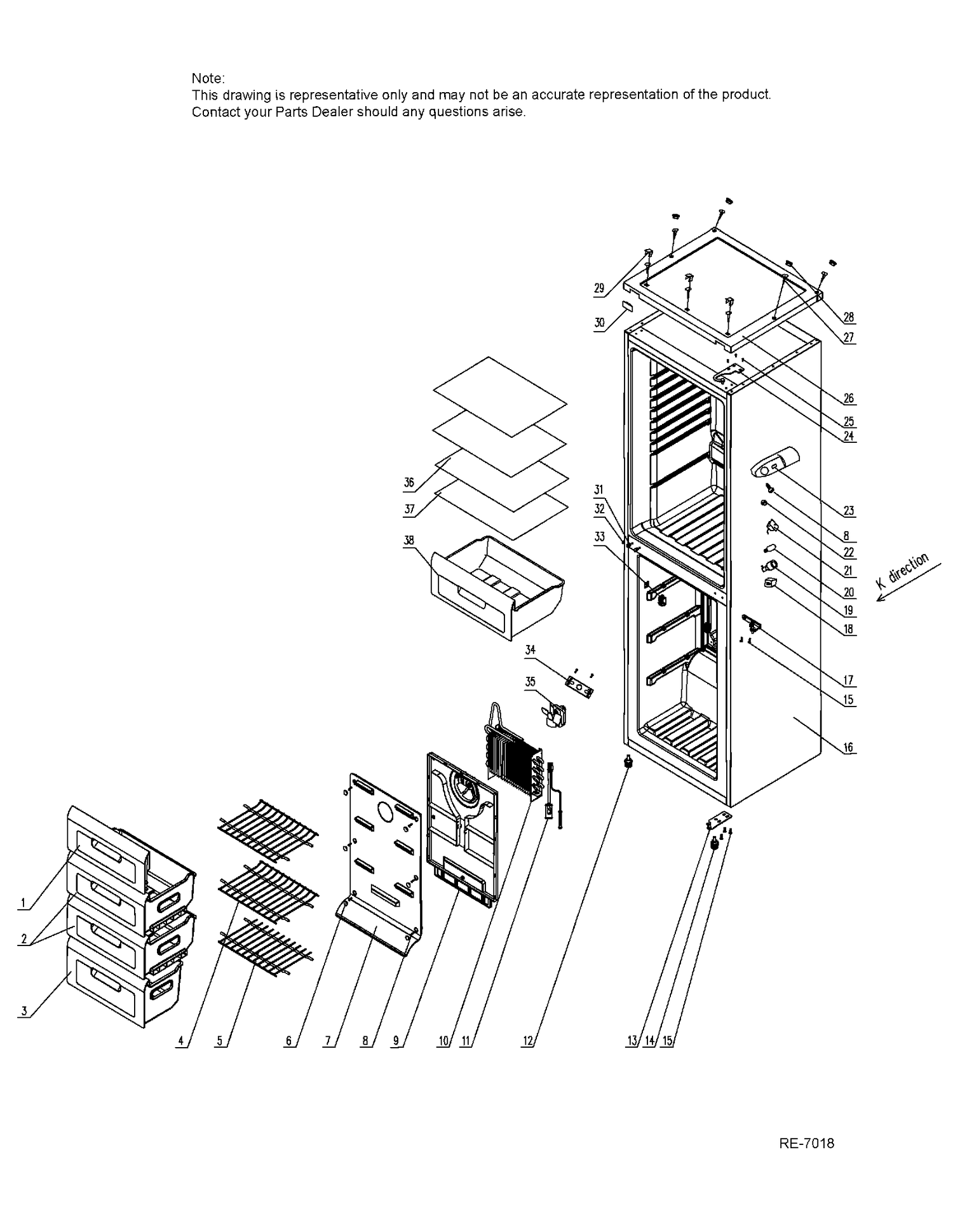 CABINET & DRAWERS Diagram and Parts List for HRB10N2BGS  General Electric Refrigerator
