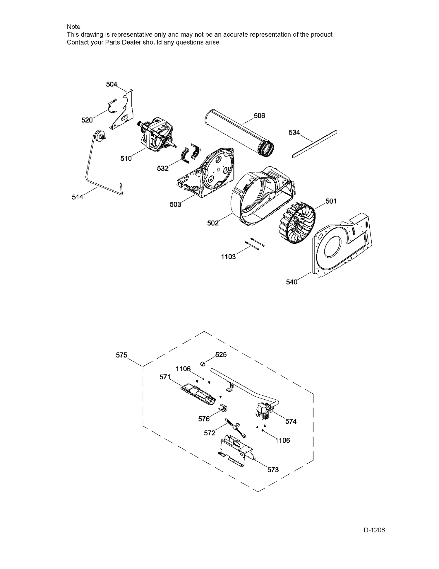 BLOWER & DRIVE ASM Diagram and Parts List for GTD45GAMJ2WS  General Electric Dryer