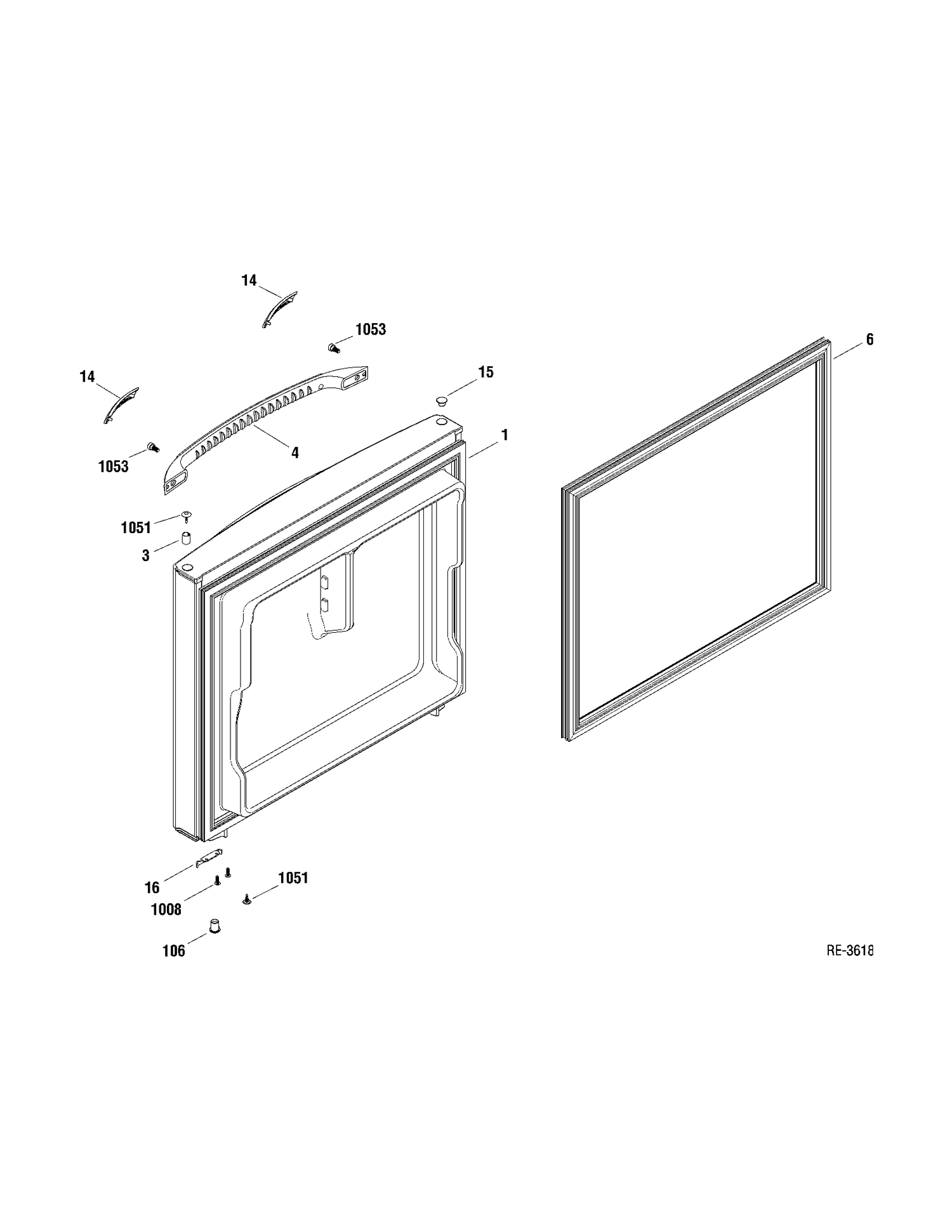 FZ DOOR Diagram and Parts List for MBRC0FAYARWW  General Electric Refrigerator