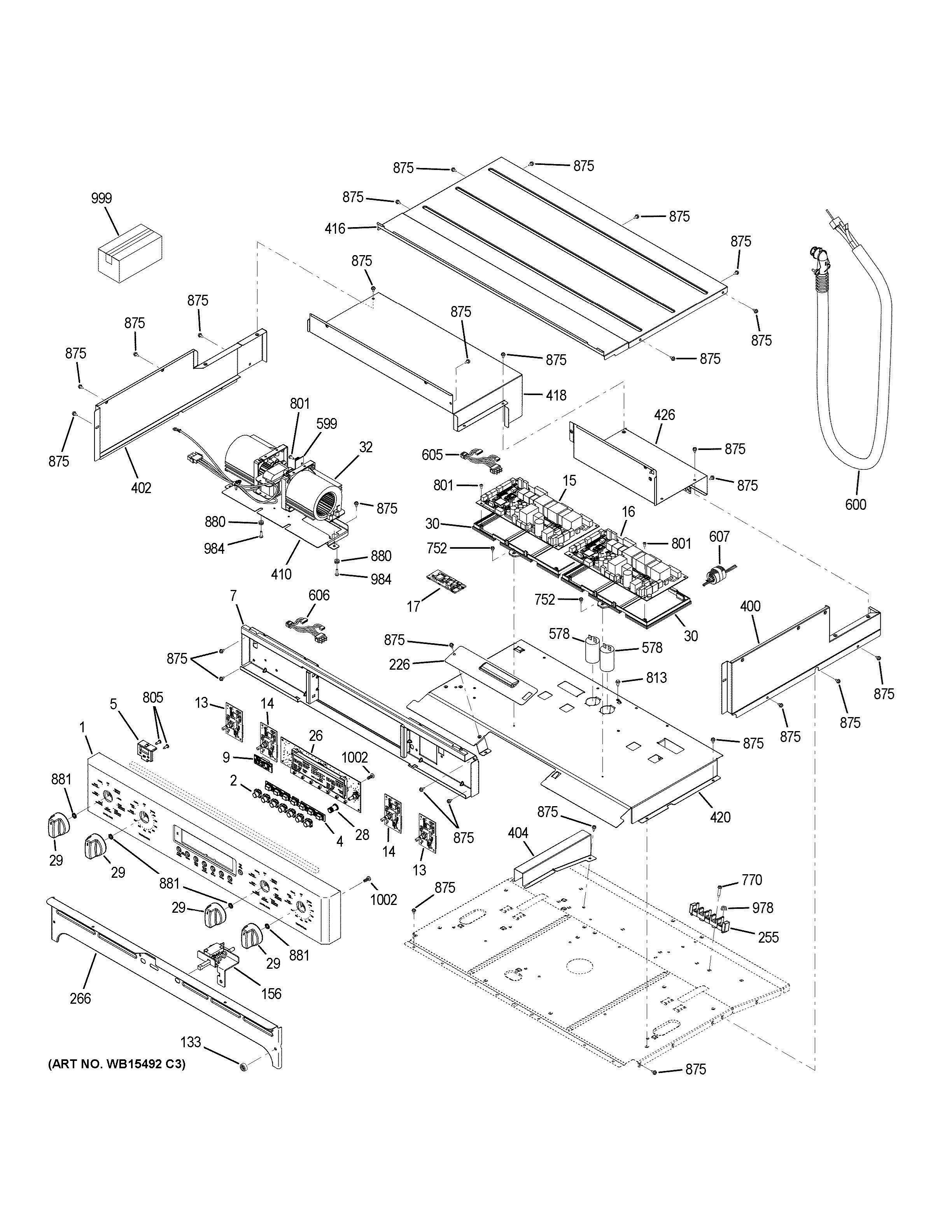CONTROL PANEL Diagram and Parts List for ZET2FL2SS  General Electric Range