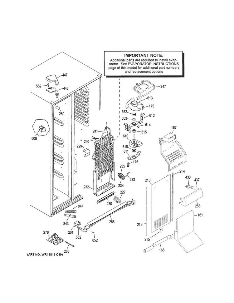 Freezer Section Diagram and Parts List for GSS23HGHECWW  General Electric Refrigerator