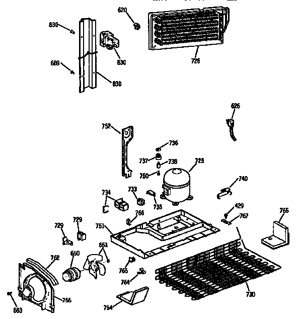 Unit Assembly Diagram and Parts List for TBX18JISJRAD  General Electric Refrigerator