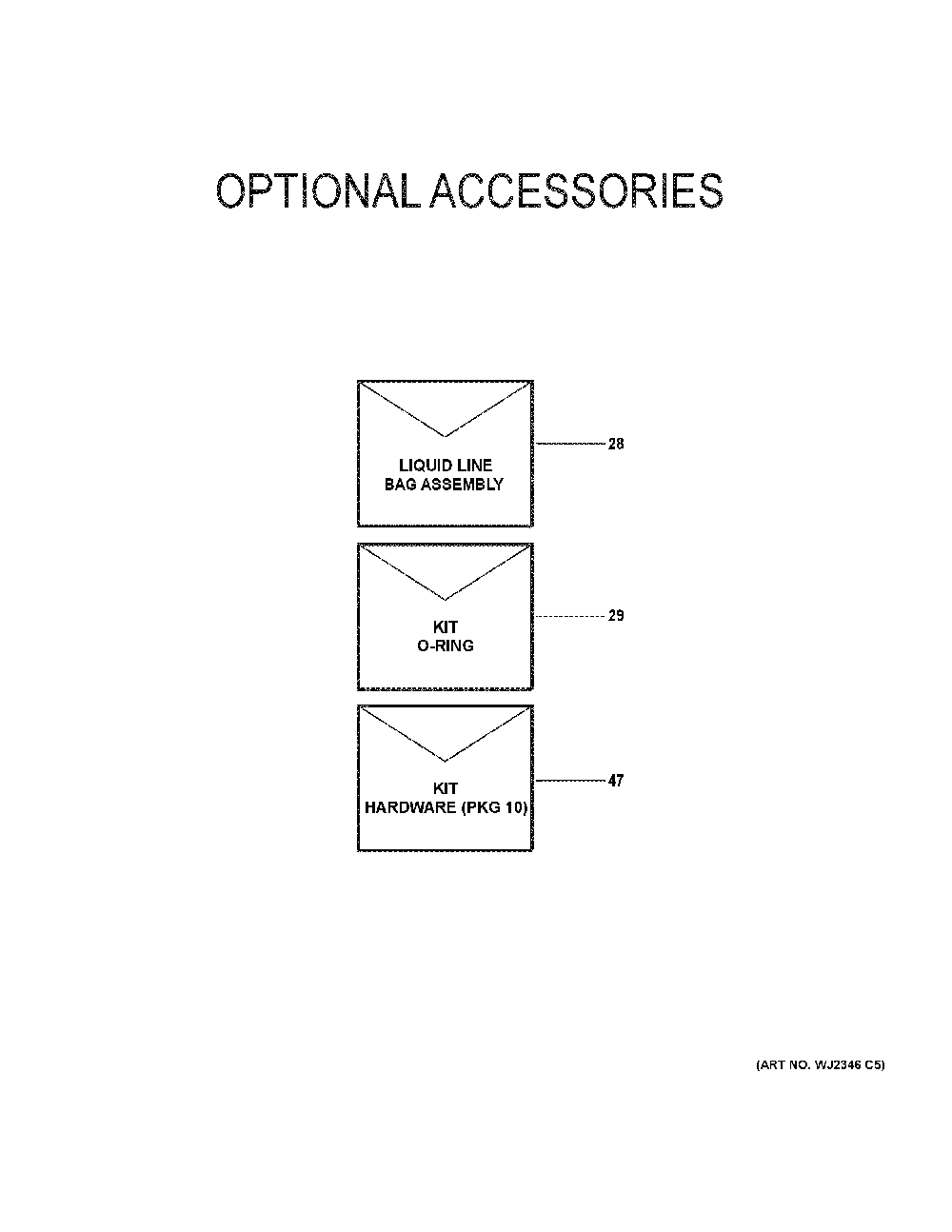 Optional Accessories Diagram and Parts List for NAM36V2TA451  General Electric Industrial Fan / Circulator