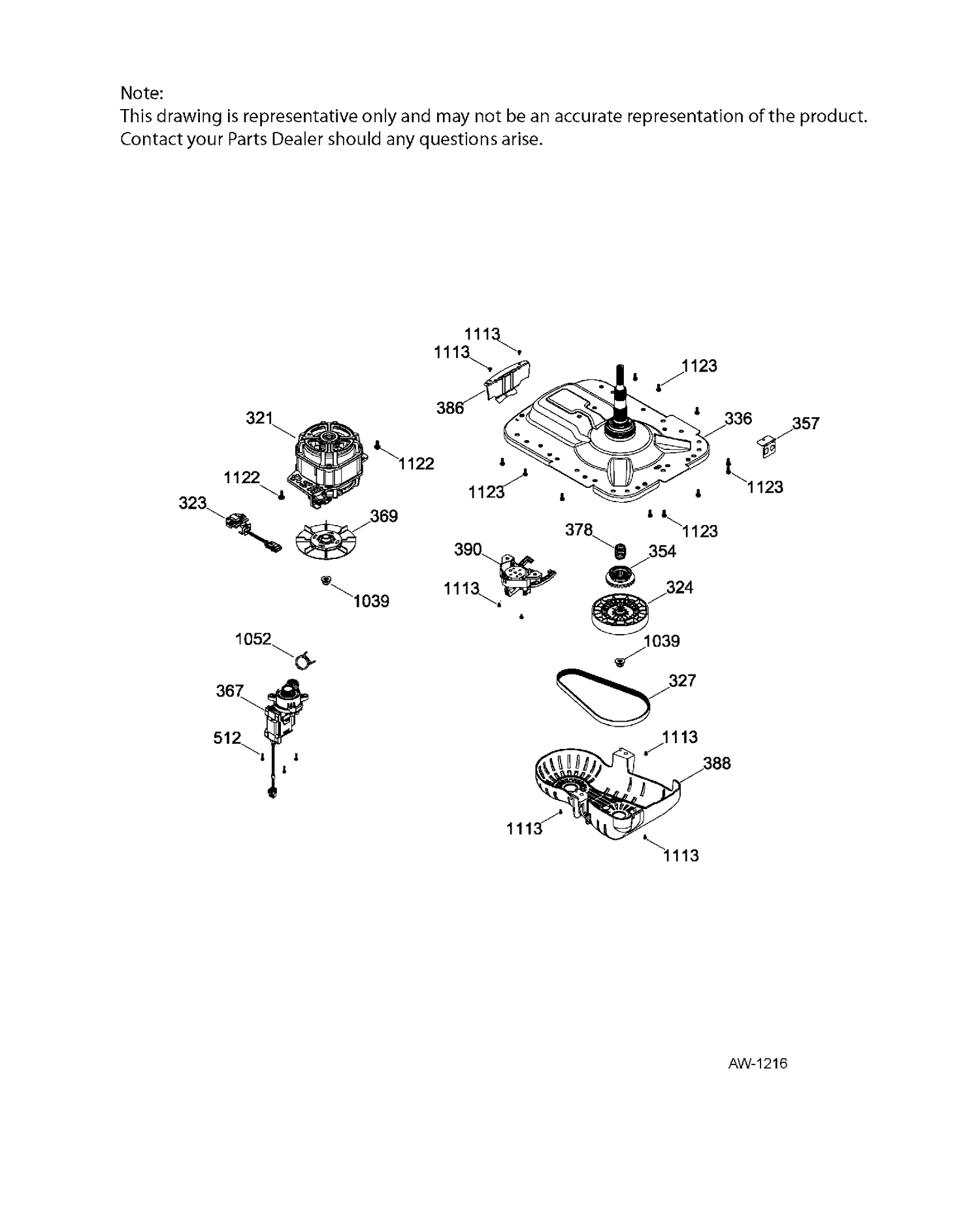 PUMP & DRIVE COMPONENTS Diagram and Parts List for GTW330BMK0WW  General Electric Washer
