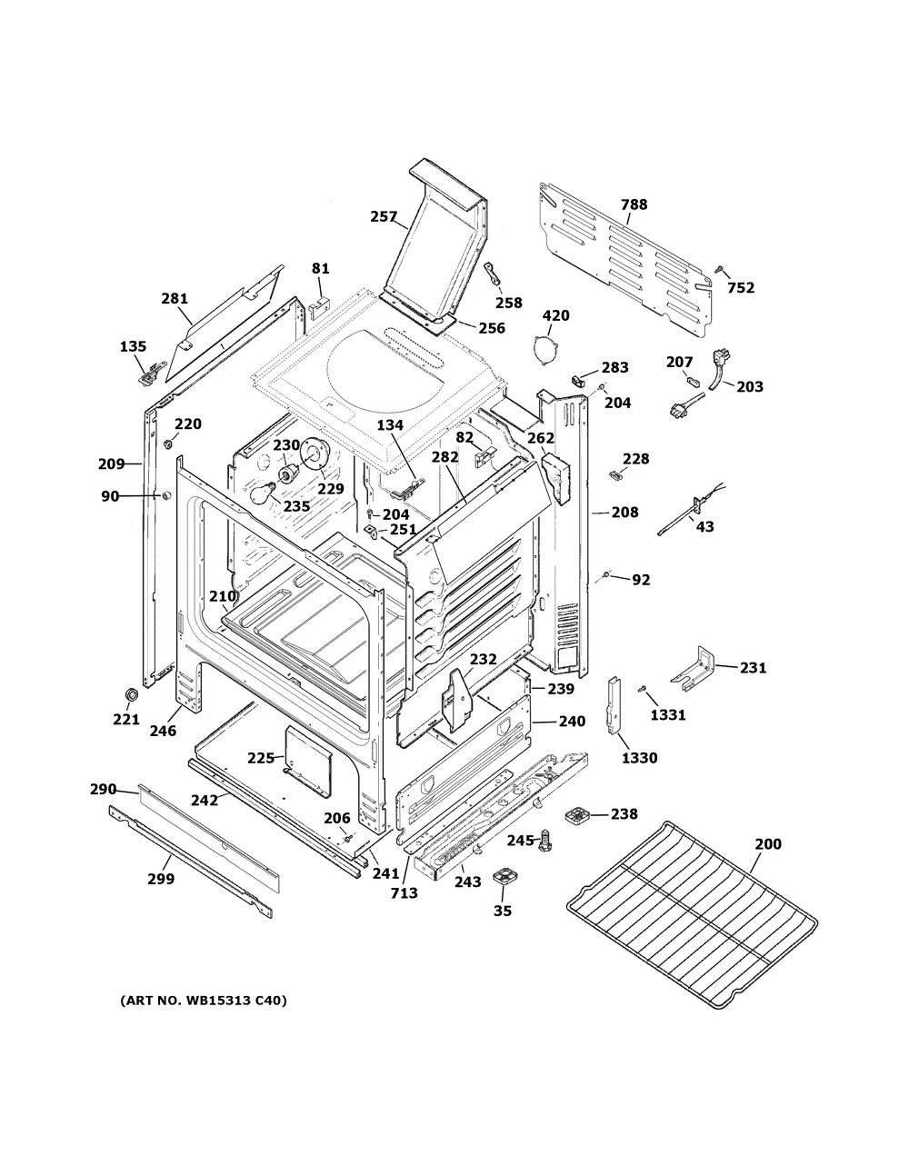 Body Parts Diagram and Parts List for JGBS66EEK4ES  General Electric Range