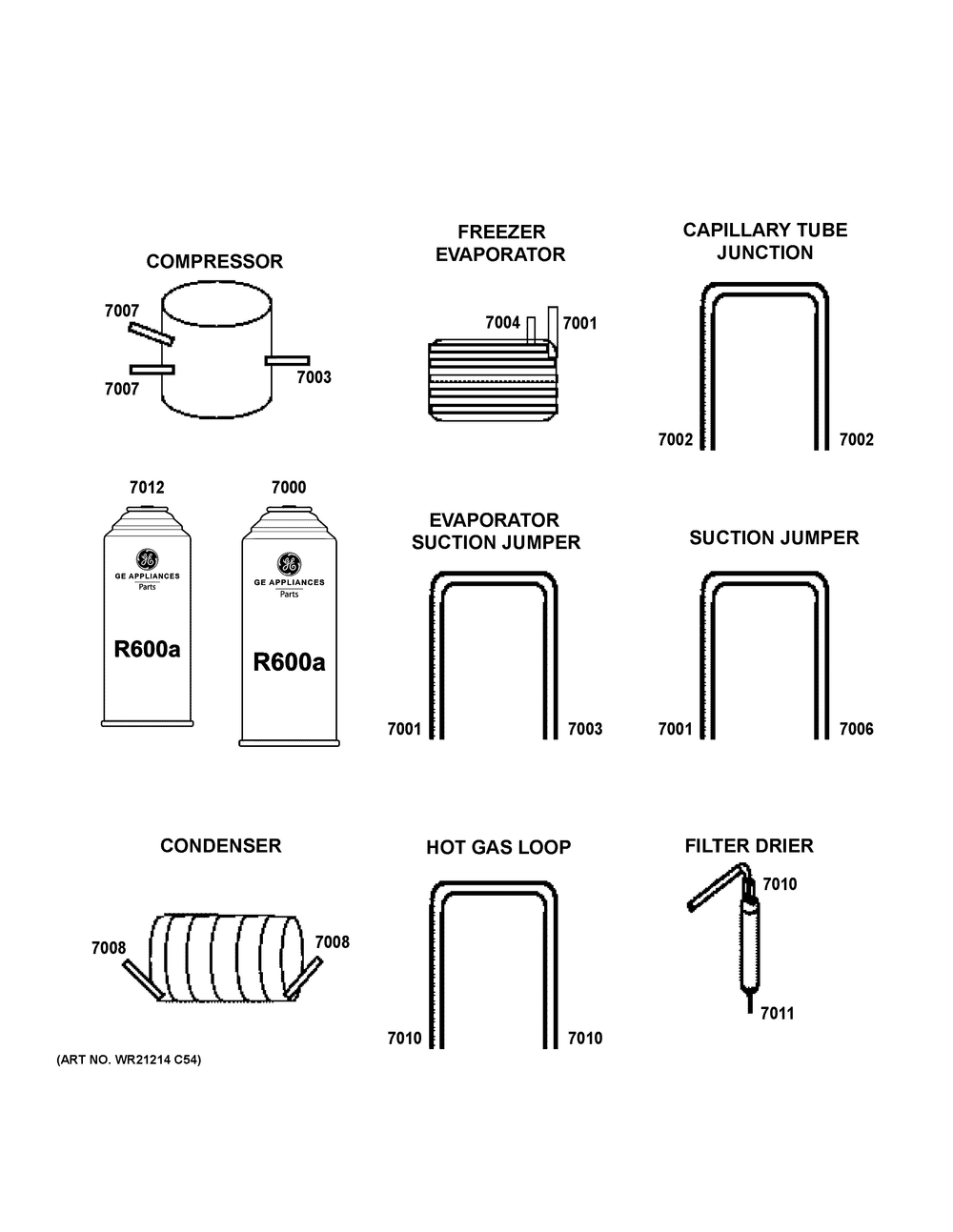 Lokring Connectors Diagram and Parts List for PSB42YSNMSS  General Electric Refrigerator
