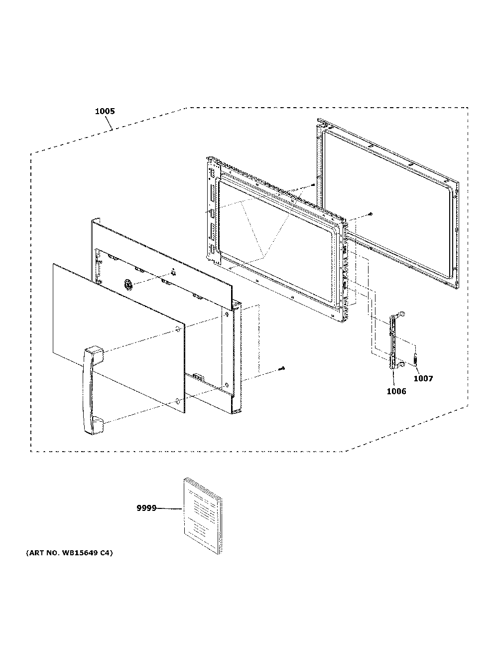 Door parts Diagram and Parts List for PVM9179FL5DS  General Electric Microwave