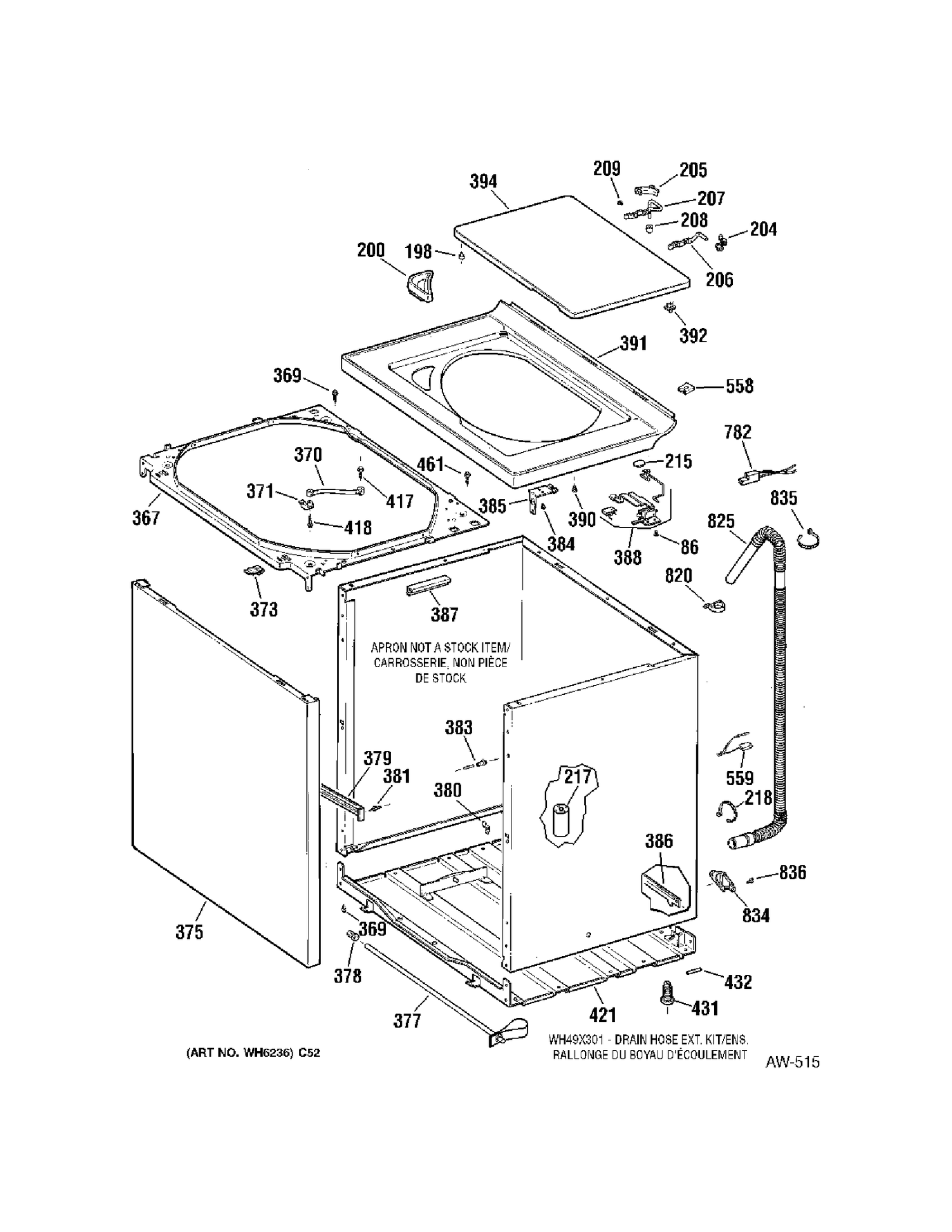 CABINET Diagram and Parts List for KNSR3140D0WW  General Electric Washer