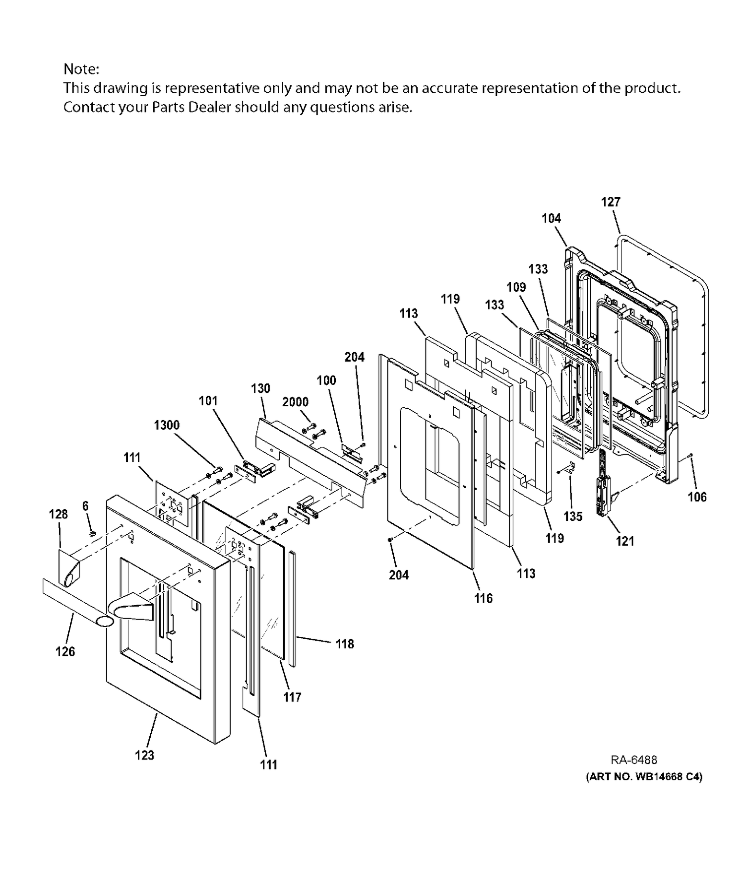 SMALL DOOR ASSEMBLY Diagram and Parts List for ZDP486NDP8SS  General Electric Range