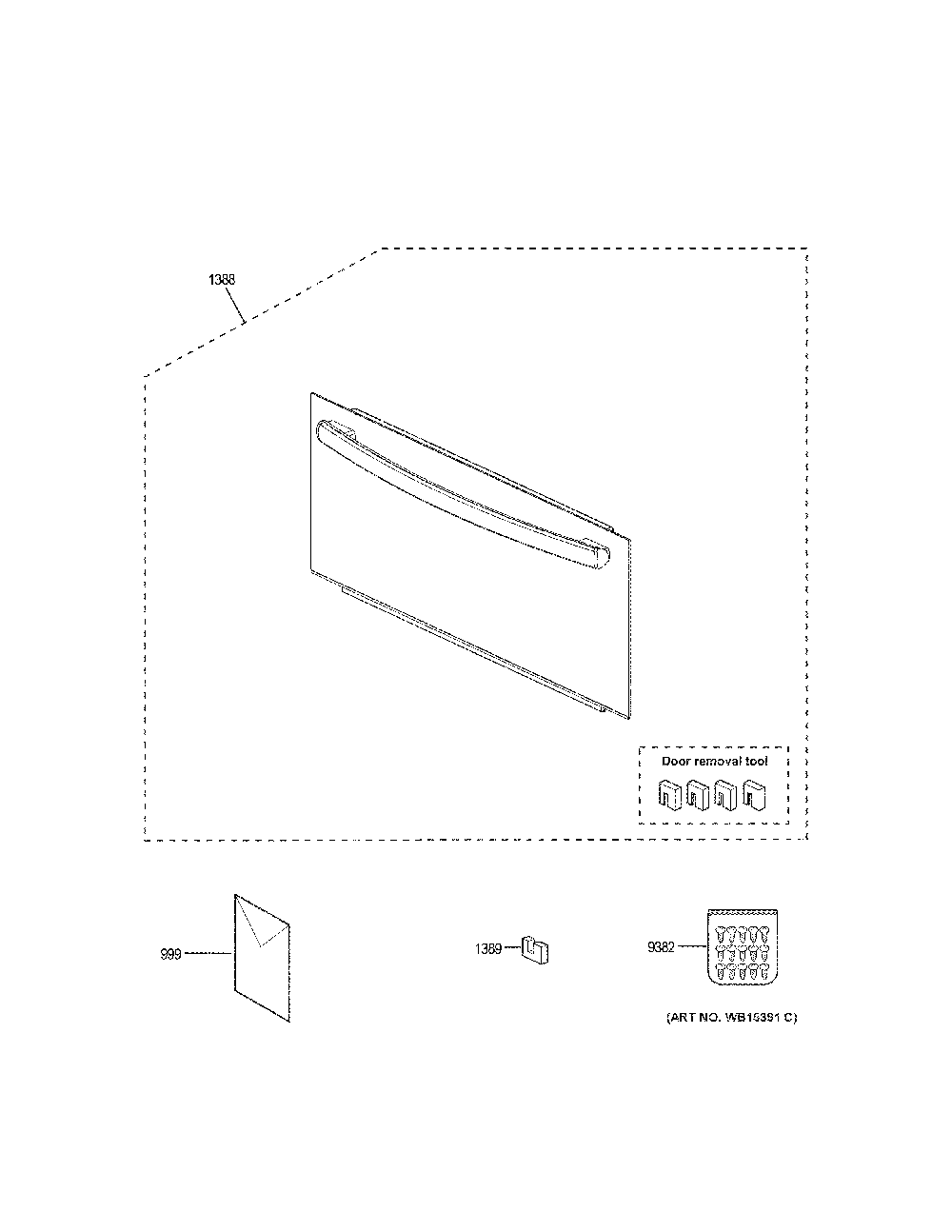 Microwave Door Diagram and Parts List for JK3800DH8WW  General Electric Microwave Oven Combo