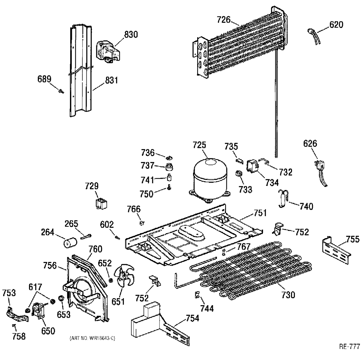 SYSTEM GROUP Diagram and Parts List for TBX21ABRRWW  General Electric Refrigerator