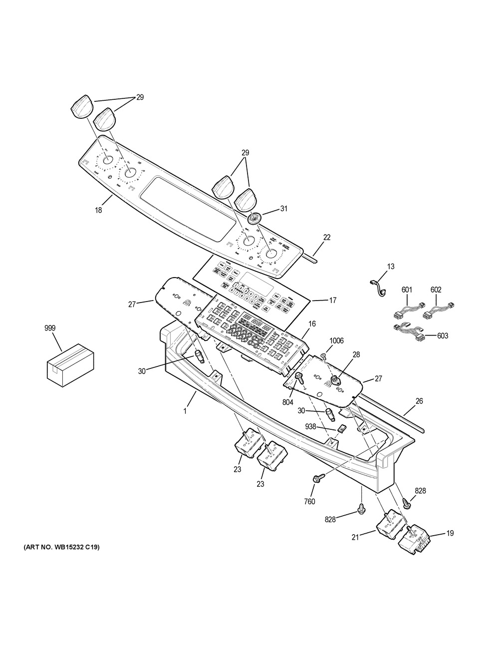 Control Panel Diagram and Parts List for JD630SF7SS  General Electric Range