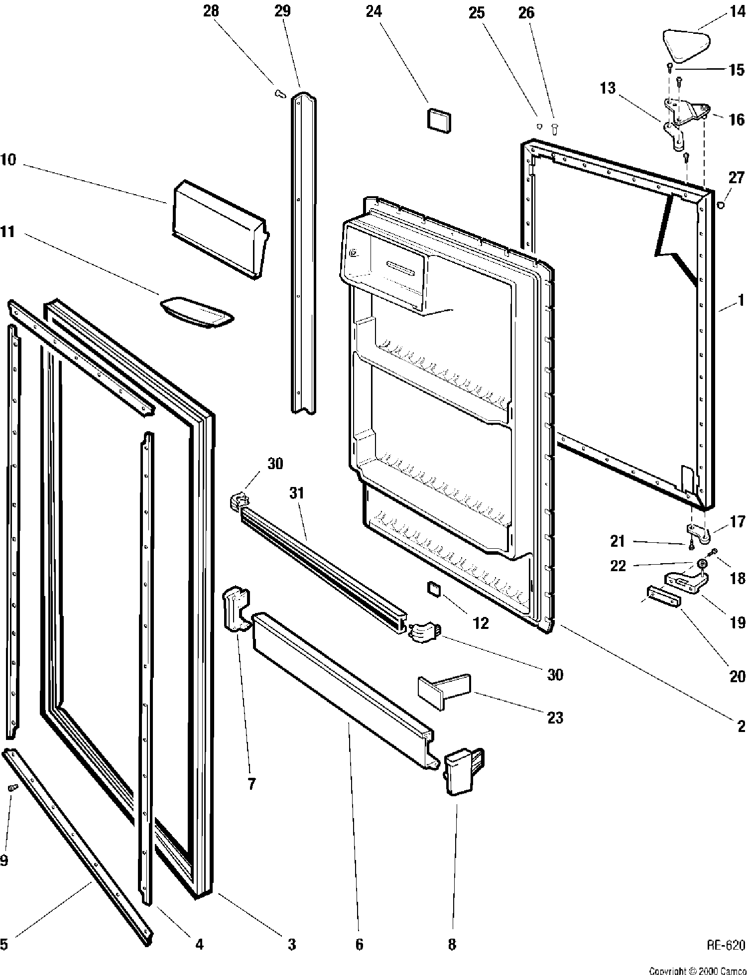 REFRIGERATOR DOOR Diagram and Parts List for MCC18HABBRWW  General Electric Refrigerator
