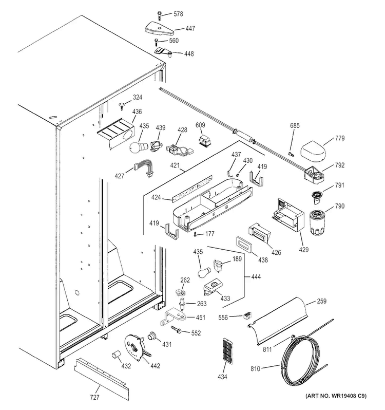 Fresh Food Section Diagram and Parts List for GSS22WGPCBB  General Electric Refrigerator