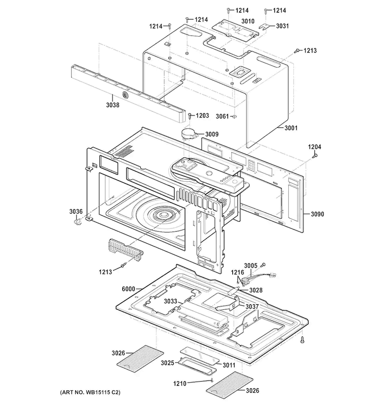 Oven Cavity Parts Diagram and Parts List for CVM1790SS3SS  General Electric Microwave