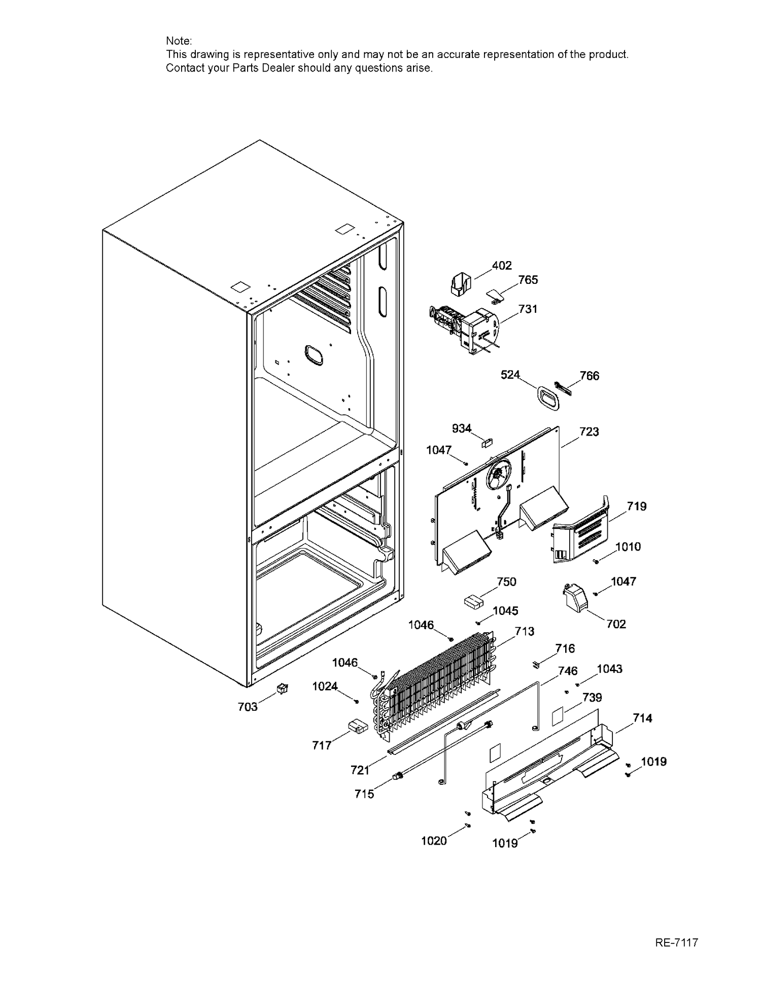 FUNCTIONAL PARTS FZ Diagram and Parts List for PDE21KGKBKWW  General Electric Refrigerator