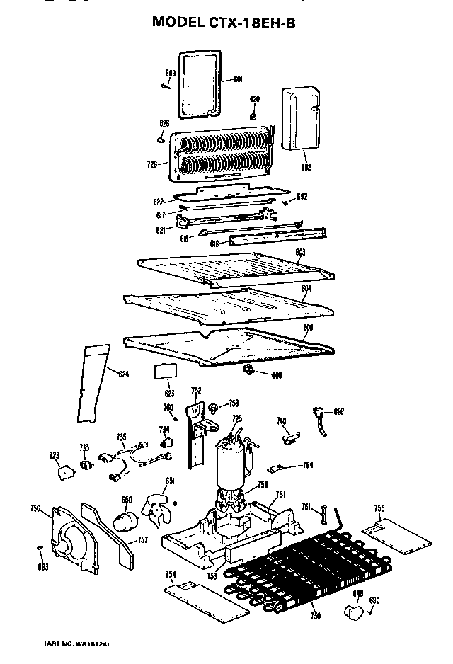 Unit Parts Diagram and Parts List for CTX18EHB  Hotpoint Refrigerator