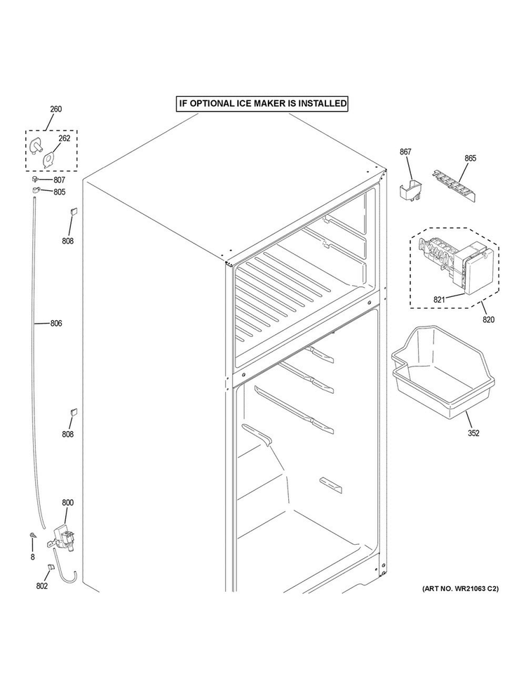 Ice Maker Diagram and Parts List for GTE16GTHHRWW  General Electric Refrigerator