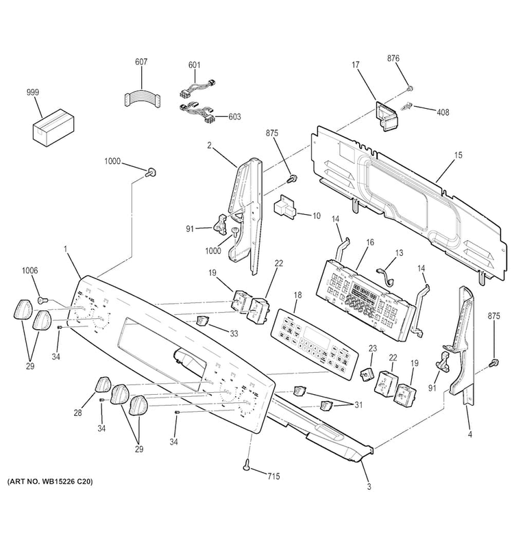 Control Panel Diagram and Parts List for JB850EF2ES  General Electric Range
