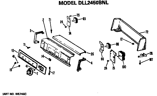 Backsplash For Dll2450bnl Only Diagram and Parts List for DLL1550BNL  Hotpoint Dryer