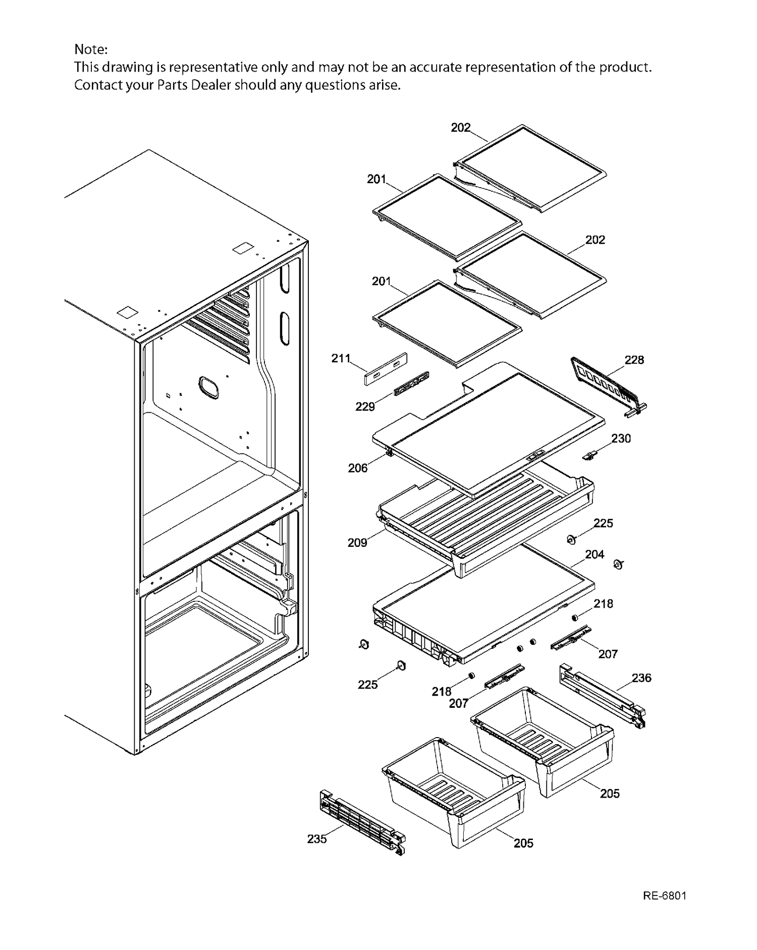 FRESH FOOD SHELVES Diagram and Parts List for PNE25JGKBKWW  General Electric Refrigerator