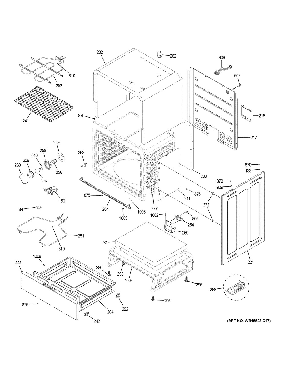 Body Parts Diagram and Parts List for JS645FL3DS  General Electric Range
