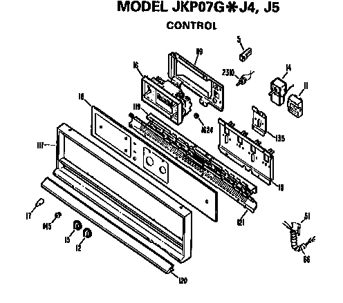 Control Diagram and Parts List for JKP07GJ4  General Electric Wall Oven