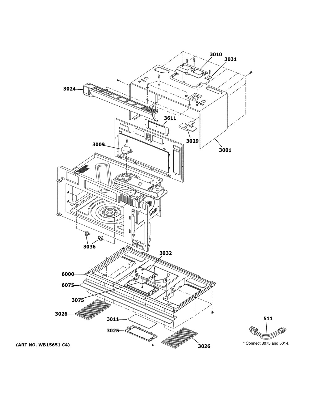 Oven Cavity Parts Diagram and Parts List for CVM517P4M6W2  General Electric Microwave
