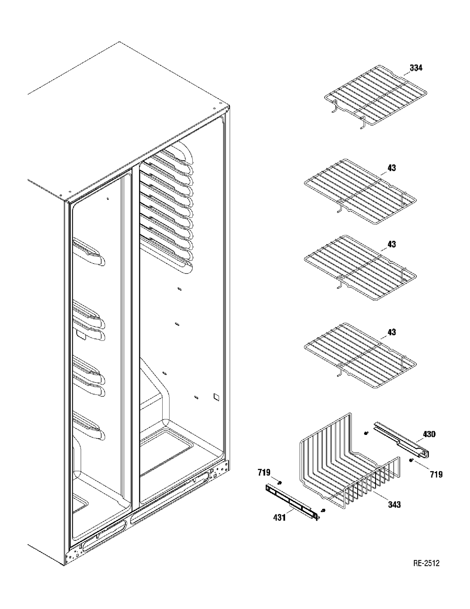 FZ SHELVES Diagram and Parts List for DSR23USWAGS  General Electric Refrigerator