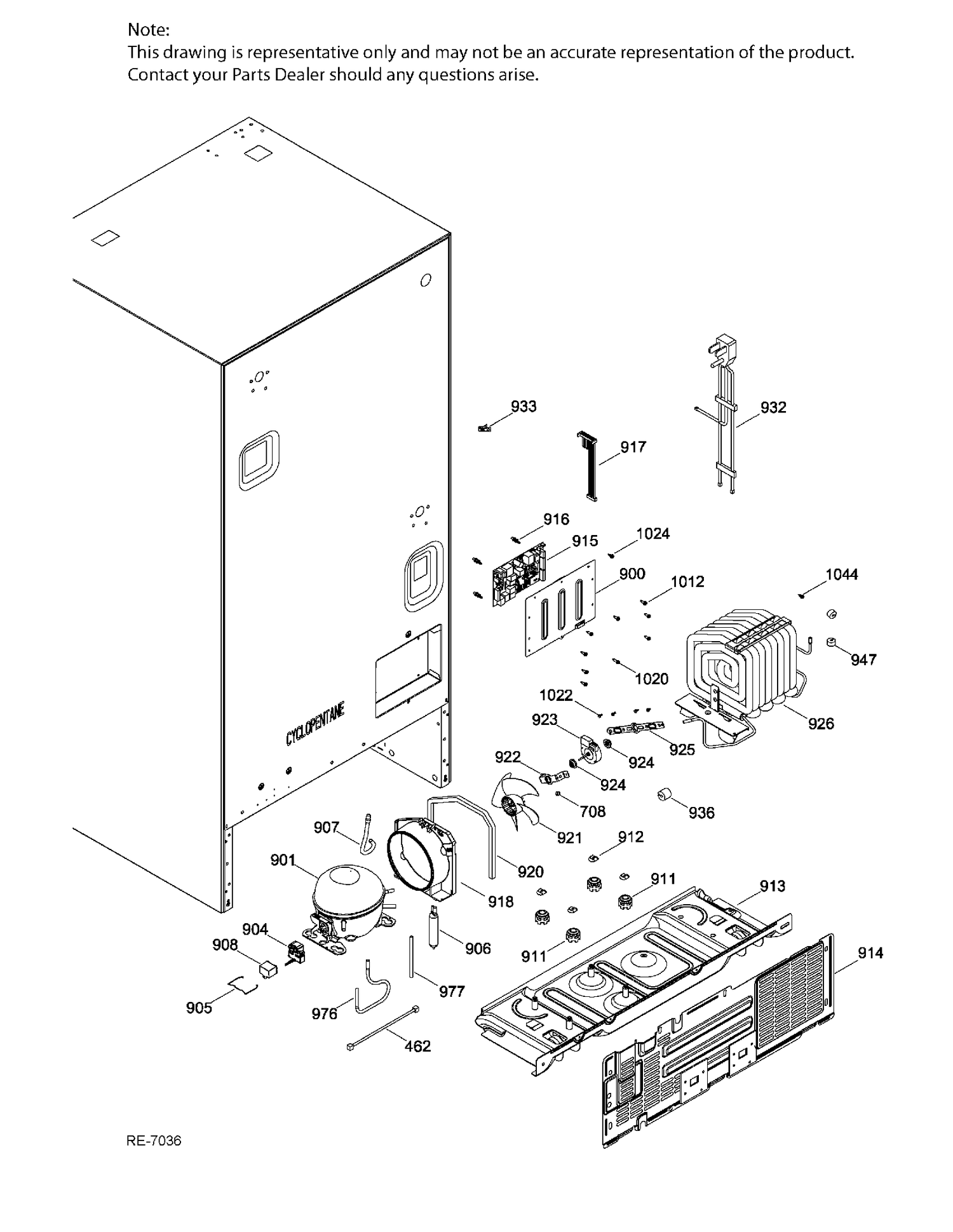 SEALED SYSTEM & MOTHERBOARD Diagram and Parts List for GNE21DSKBKSS  General Electric Refrigerator