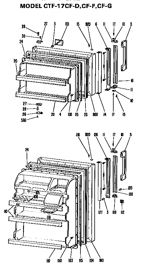 Doors Diagram and Parts List for CTF17CFF  Hotpoint Refrigerator