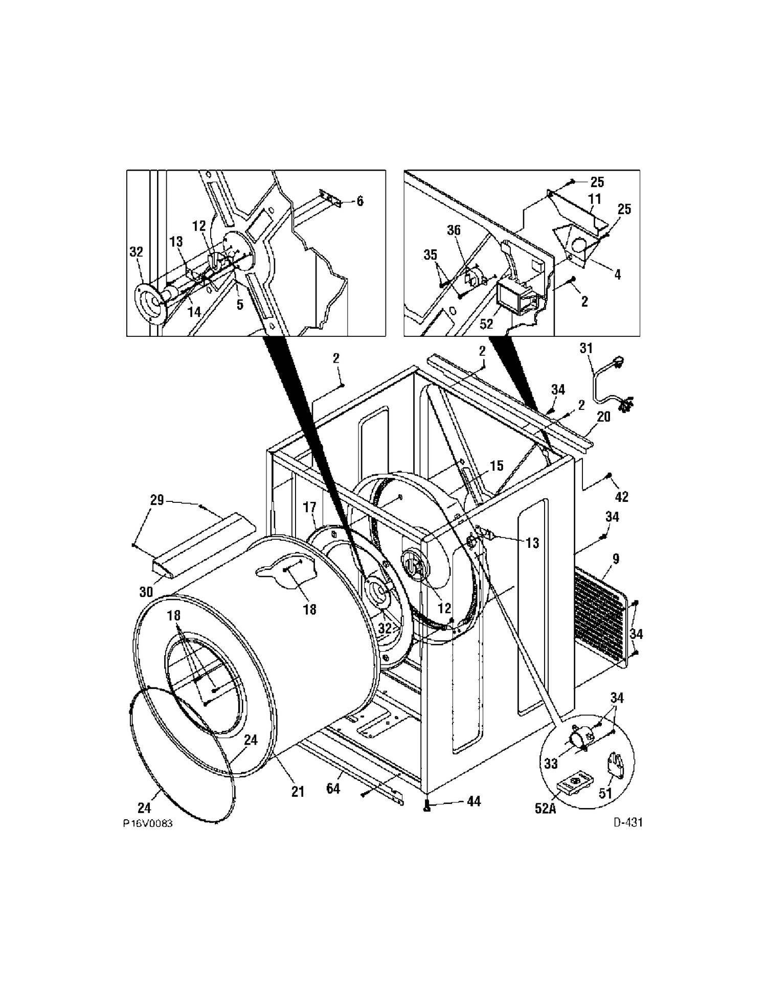 CABINET & DRUM Diagram and Parts List for PSXH47EF00WW  General Electric Dryer