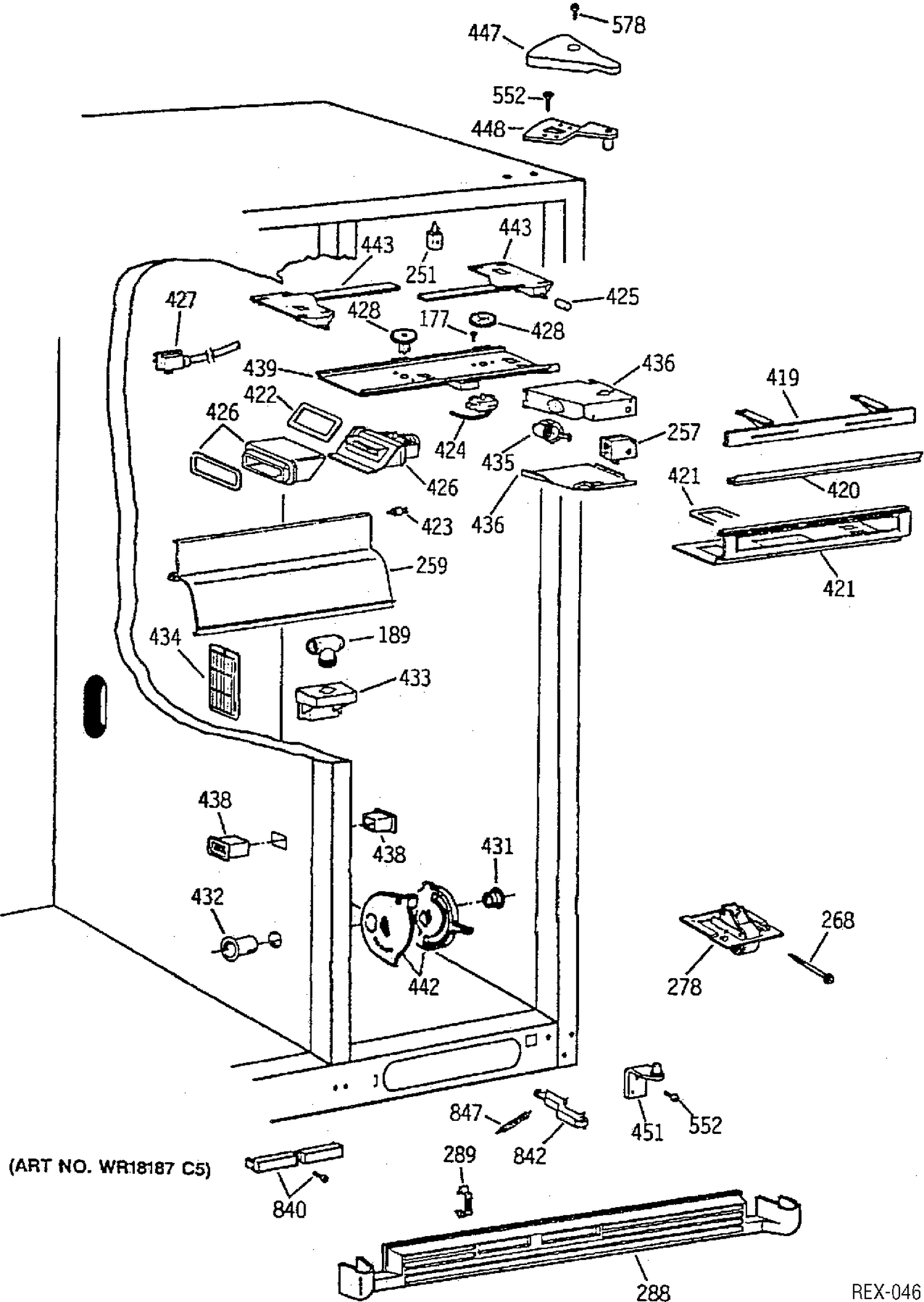 REFRIGERATOR SECTION Diagram and Parts List for TPX24B1YAWW  General Electric Refrigerator