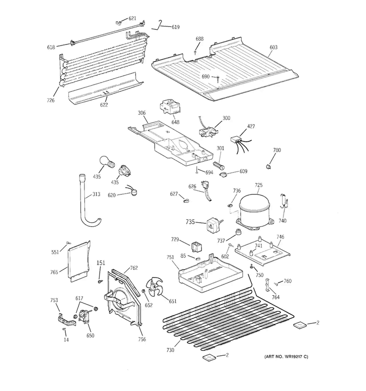 Unit Parts Diagram and Parts List for HTS16ABMFRWW  Hotpoint Refrigerator