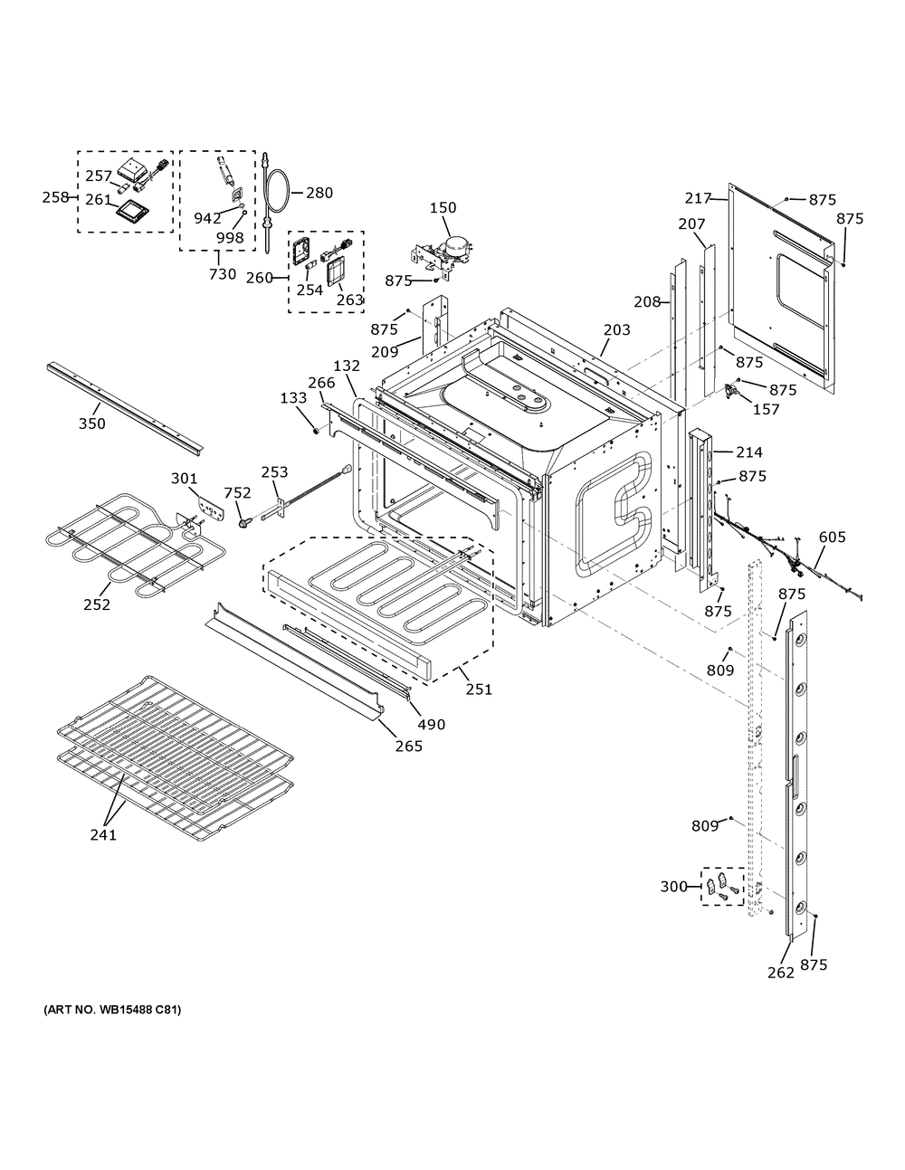 Upper Oven Diagram and Parts List for JTD5000SV1SS  General Electric Wall Oven
