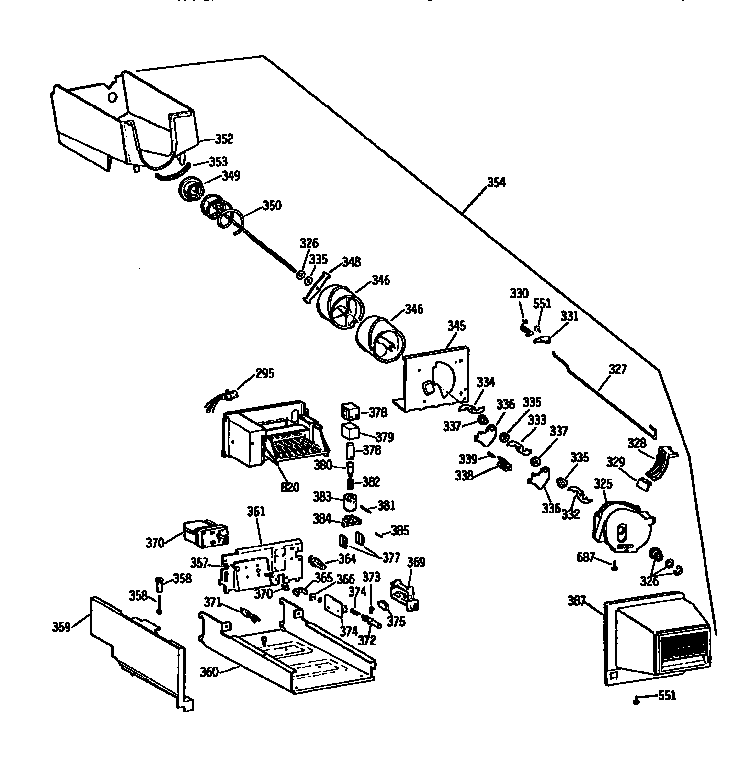 Ice Bucket Asm Diagram and Parts List for TBX25PCSLLA  General Electric Refrigerator