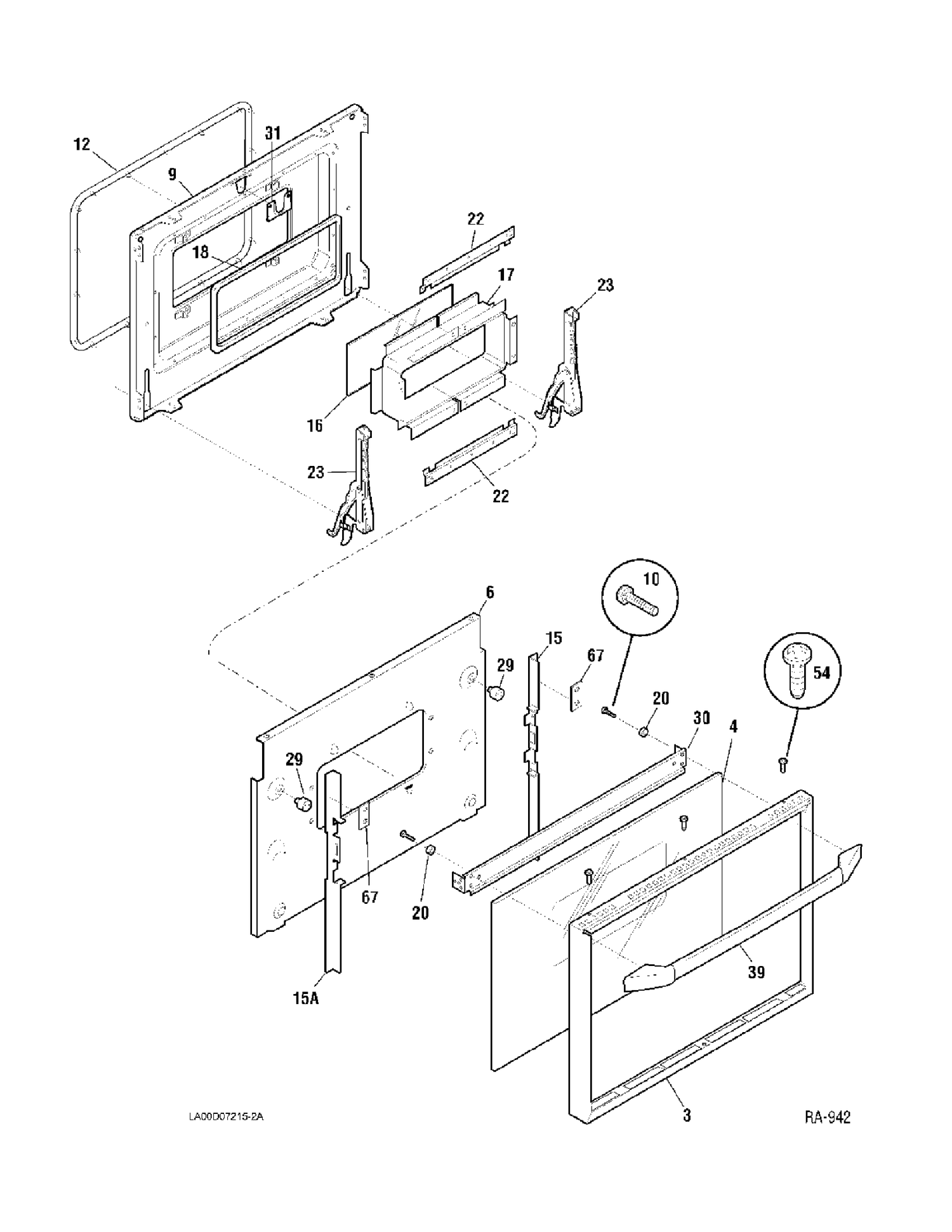 DOOR Diagram and Parts List for GRMF2400SM-9  General Electric Range