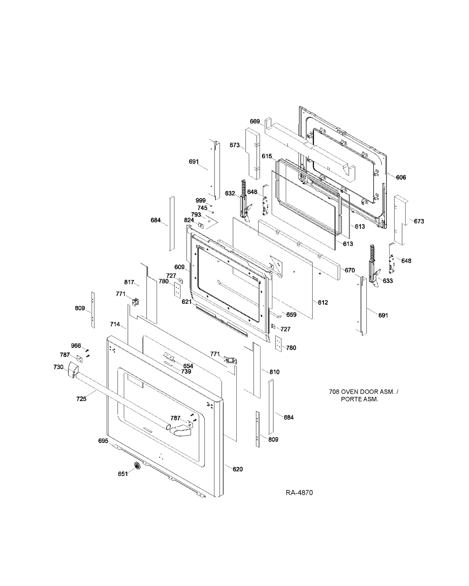 DOOR PARTS Diagram and Parts List for CCGS985SET2SS  General Electric Range