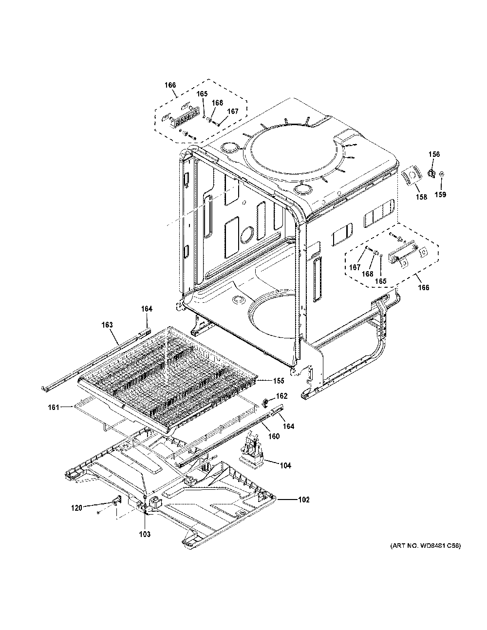 Body Parts Diagram and Parts List for CDT875M5N6S5  General Electric Dishwasher