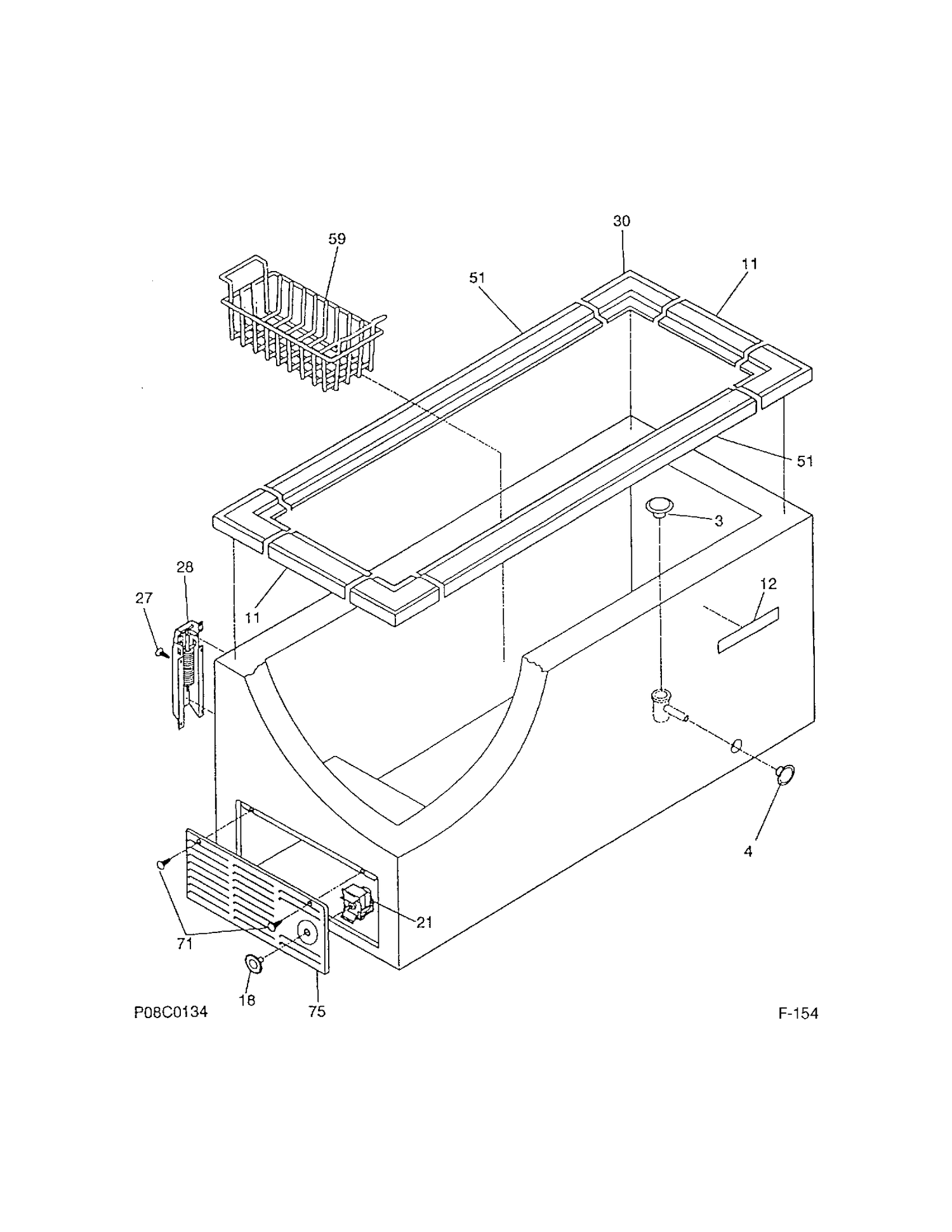 CABINET/CONTROL/SHELVES Diagram and Parts List for 81310  General Electric Freezer