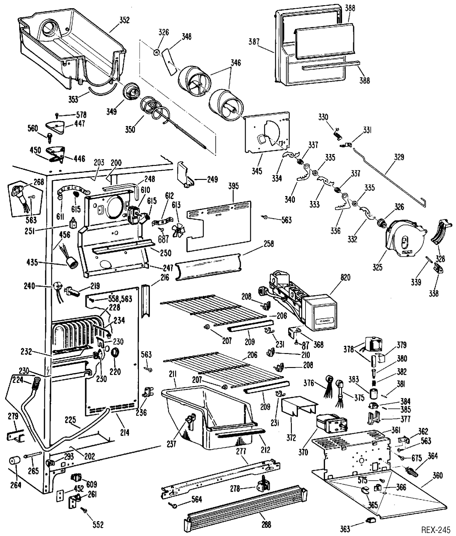 FREEZER SECTION Diagram and Parts List for TFXC20RMC  General Electric Refrigerator